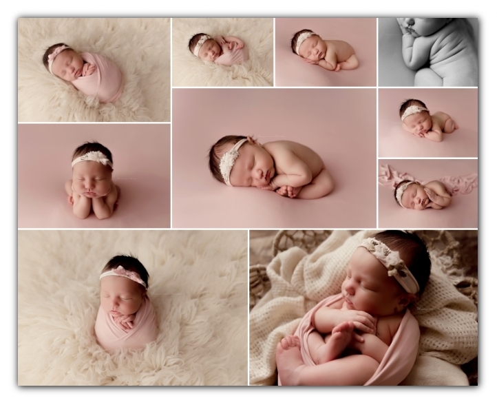 newborn girl session; cream and pink colors